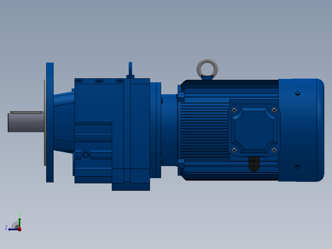 RF77法兰轴伸式安装斜齿轮减速机RF77-Y2.2-4P-100-M1-0°-Φ250右视图