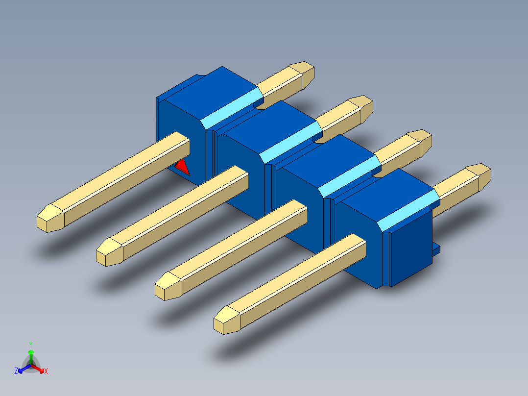 彩色公头100mil（2.54mm）系列-DS1021_blue_1x04p_100mil_Type1_rev1.0主视图