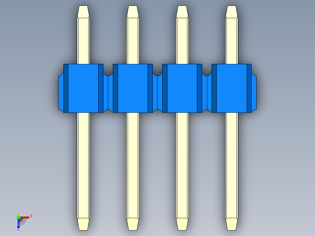 彩色公头100mil（2.54mm）系列-DS1021_blue_1x04p_100mil_Type1_rev1.0俯视图