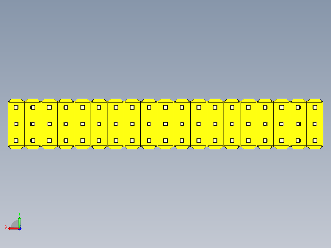 彩色公头100mil（2.54mm）系列-DS1021_yellow_3x19p_100mil_Type1_rev1.0后视图