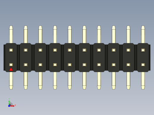 彩色公排针 100mil 2.54mm 系列-DS1022_black_20p_100mil_TypeSMT_rev1.0前视缩略图