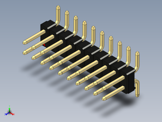 彩色公排针 100mil 2.54mm 系列-DS1022_black_20p_100mil_TypeSMT_rev1.0正等轴测缩略图
