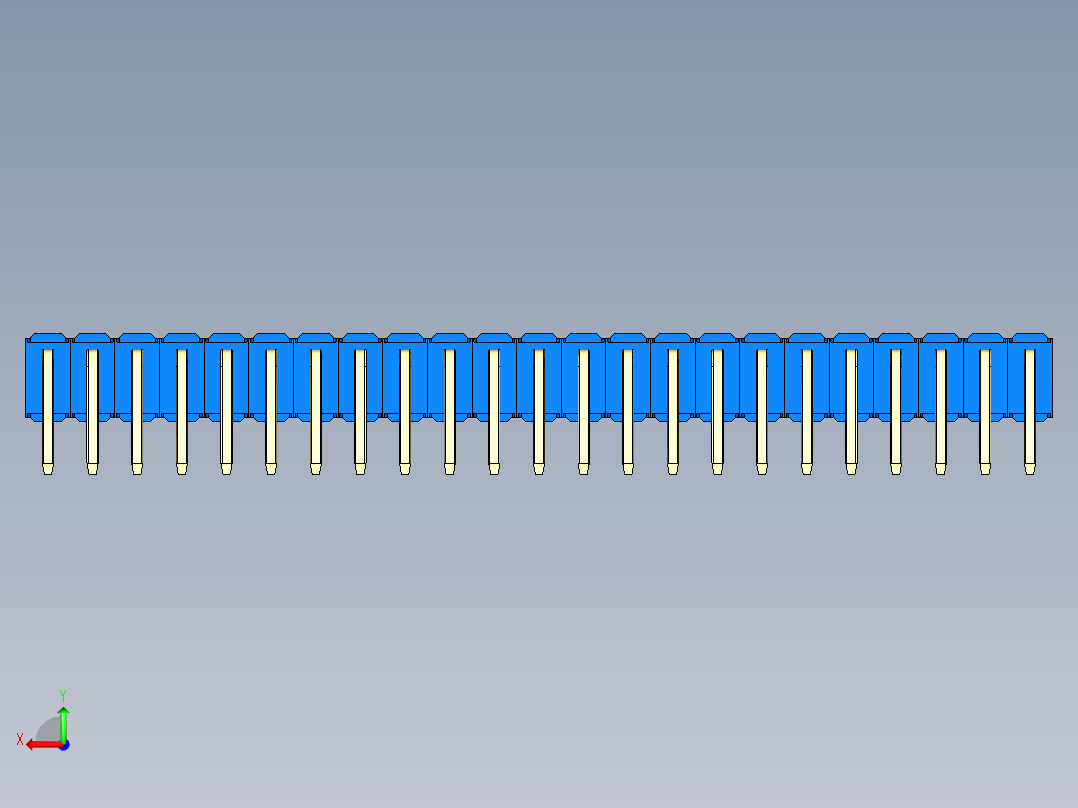 彩色公排针 100mil 2.54mm 系列-DS1022_blue_2x23p_100mil_TypeD_rev1.0后视图