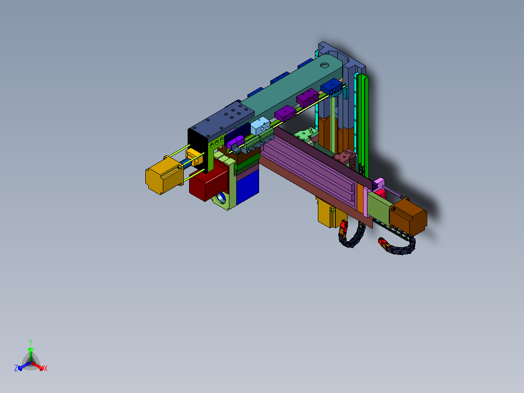 小型钻铣两用自动走刀铣床正等轴测图