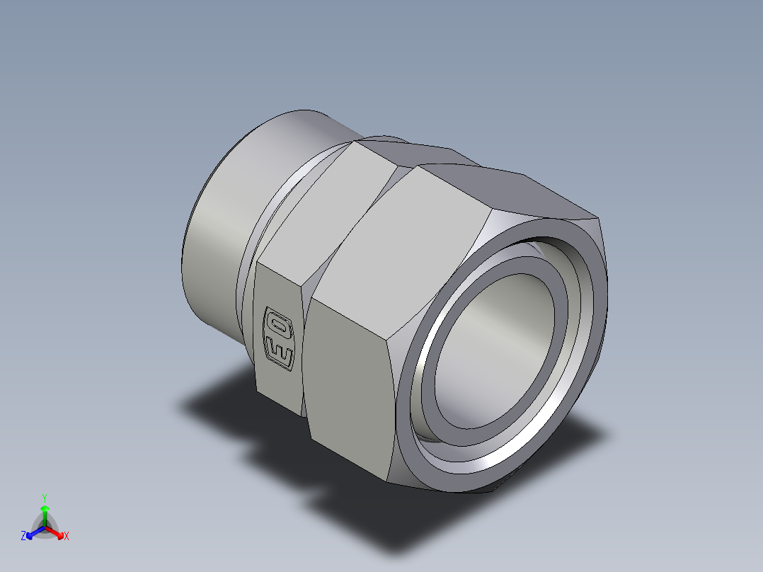 卡套式工业通用硬管接头EO_Swivel_connector_EGE42LMEDCF正等轴测图