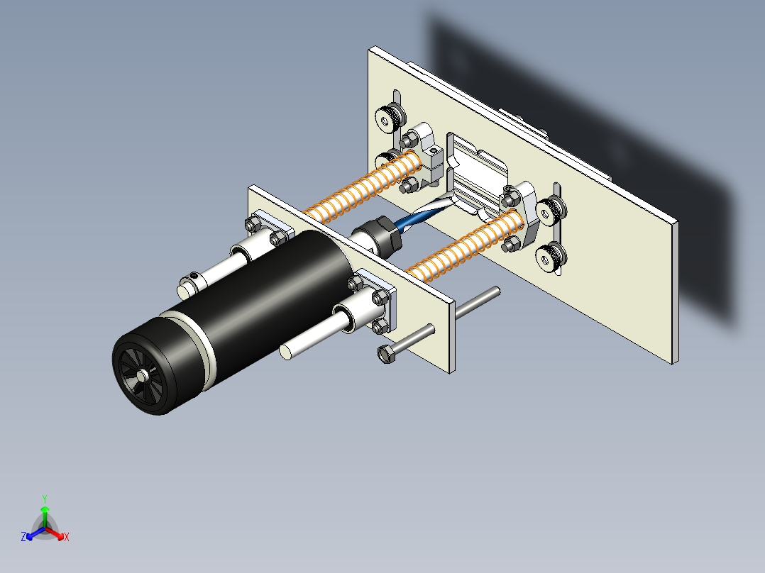 家具制造中加孔的装置正等轴测图