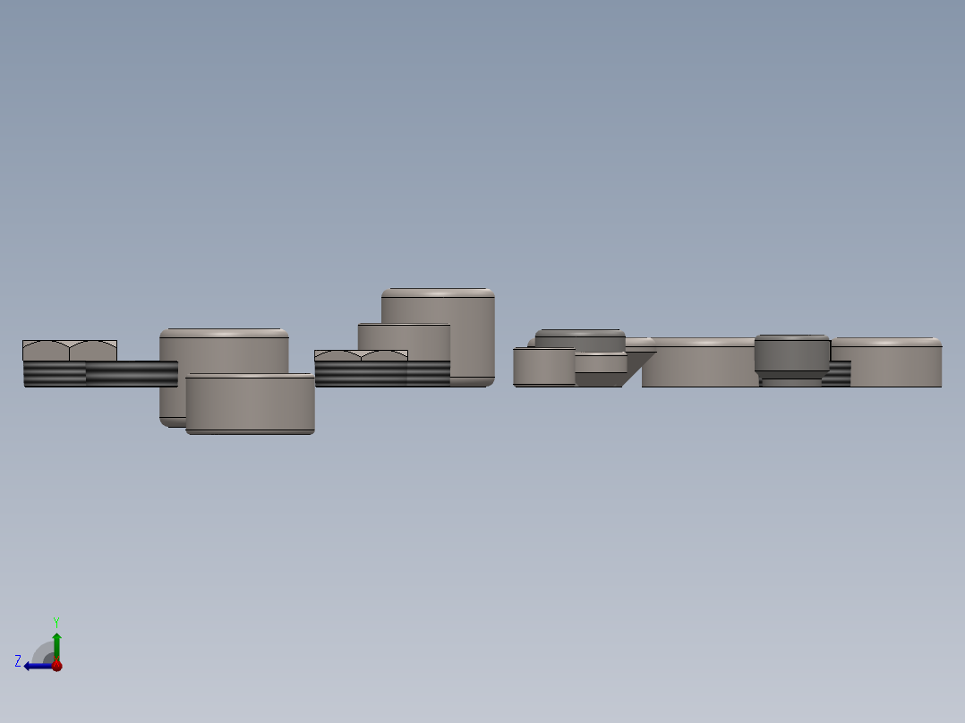 螺纹联轴器、凸台、盖、联轴器、插头和衬套右视图