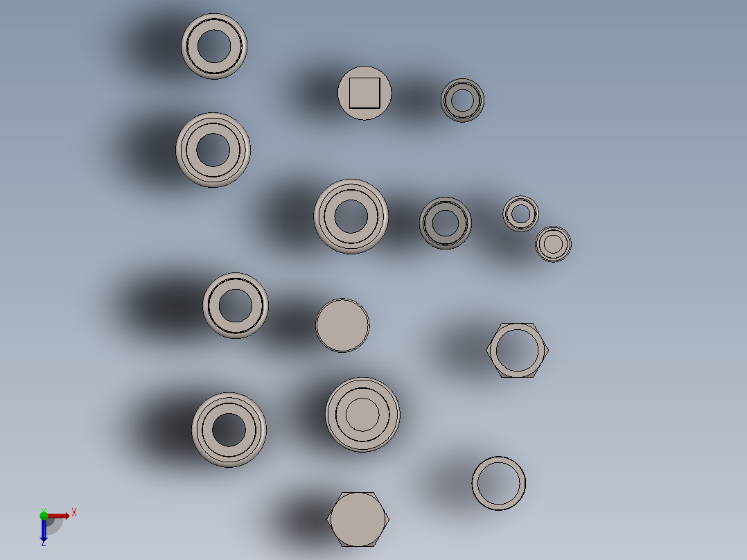 螺纹联轴器、凸台、盖、联轴器、插头和衬套俯视图
