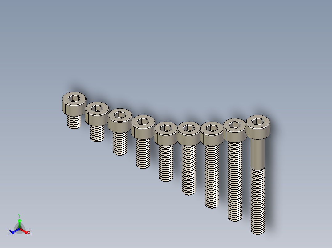 M3.5公制内六角螺钉汇总正等轴测图