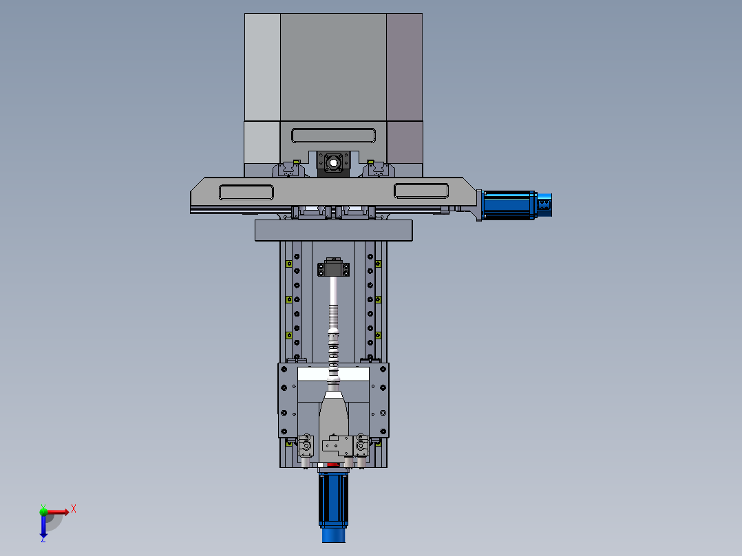 弯通孔加工电火花机床结构设计俯视图