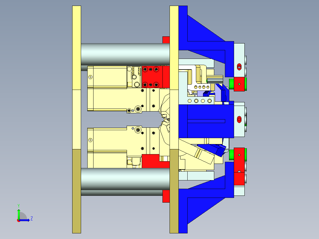 旋钩四工位焊接夹具设计左视图