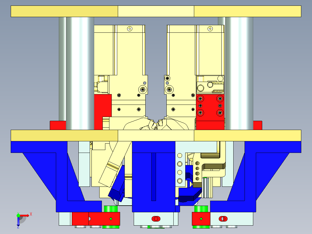 旋钩四工位焊接夹具设计俯视图