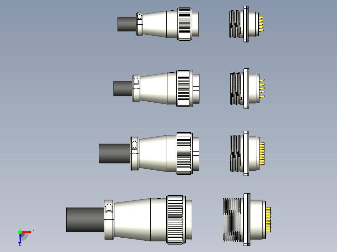 威浦航空插头WS20~32系列俯视图