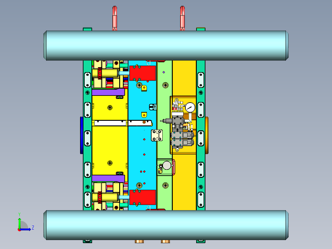 路虎汽车机舱盖板2+2塑胶模具左视图