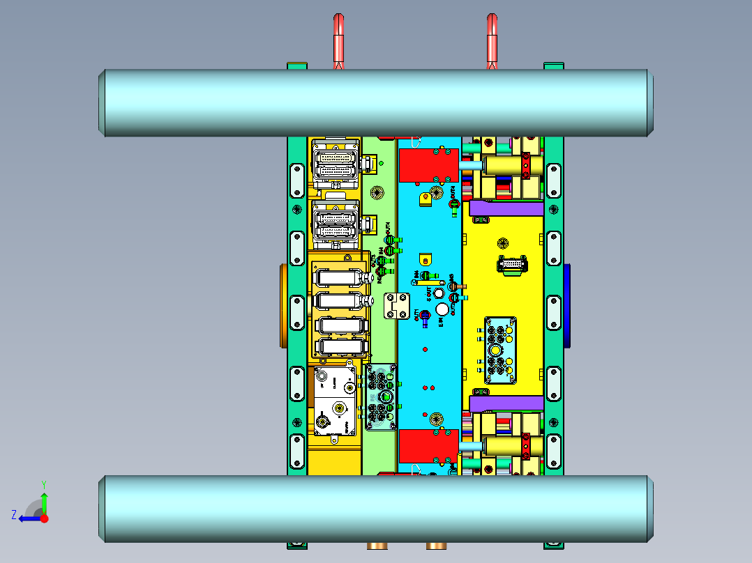 路虎汽车机舱盖板2+2塑胶模具右视图