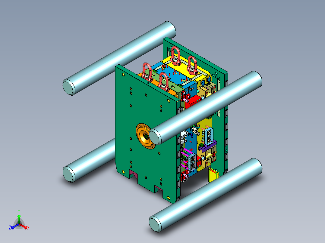 路虎汽车机舱盖板2+2塑胶模具正等轴测图