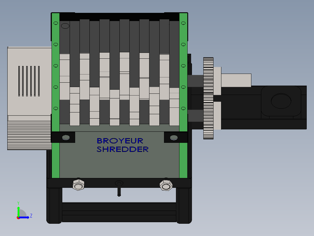 破碎机、碎屑机左视图