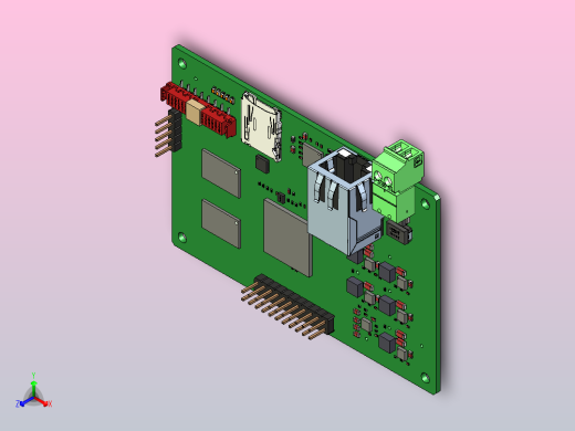 印刷电路板，8层。采用Zynq 7000 FPGA en DDR3内存正等轴测缩略图