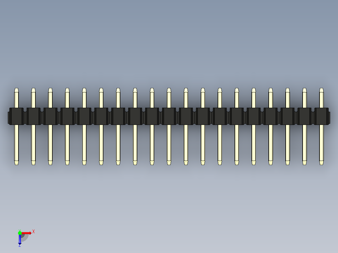 彩色公头100mil（2.54mm）系列-DS1021_black_2x19p_100mil_Type1_rev1.0俯视图
