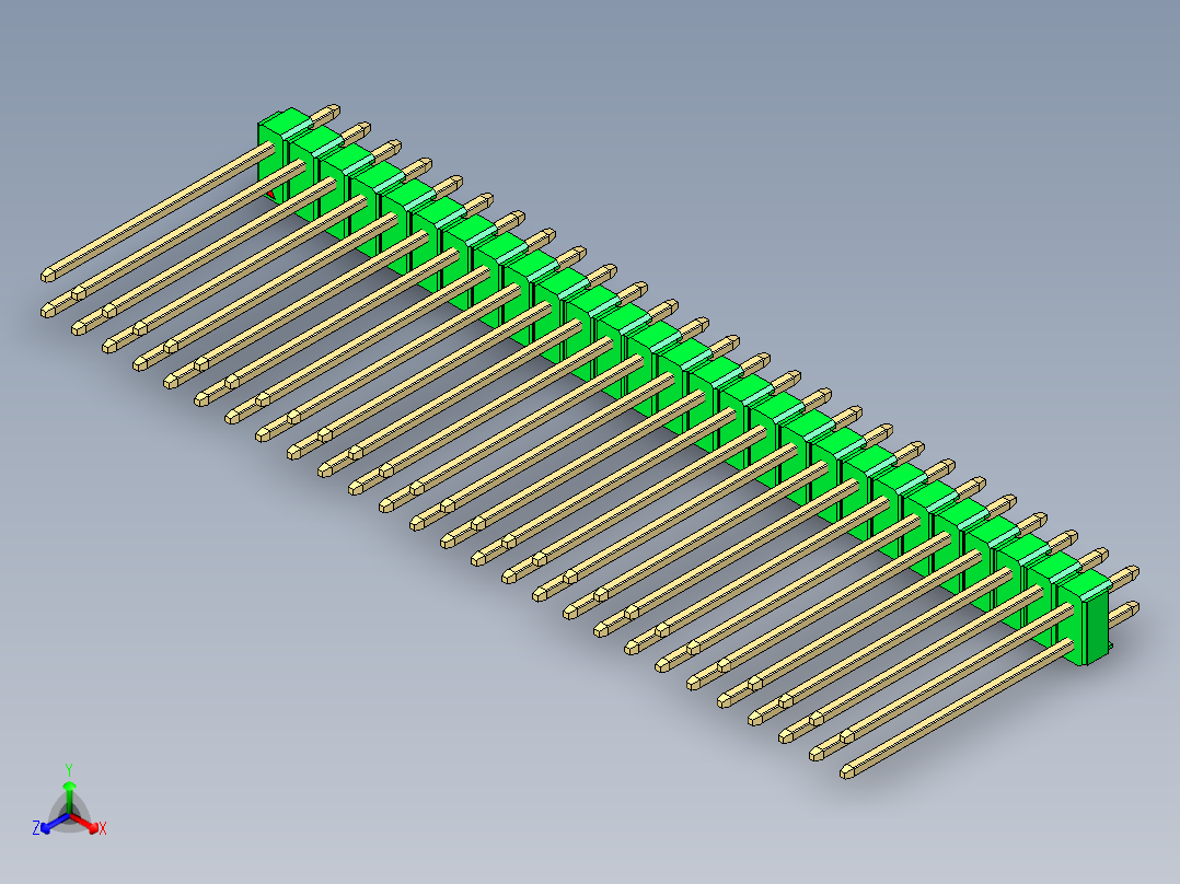 彩色公头100mil（2.54mm）系列-DS1021_green_2x27p_100mil_Type19_rev1.0主视图