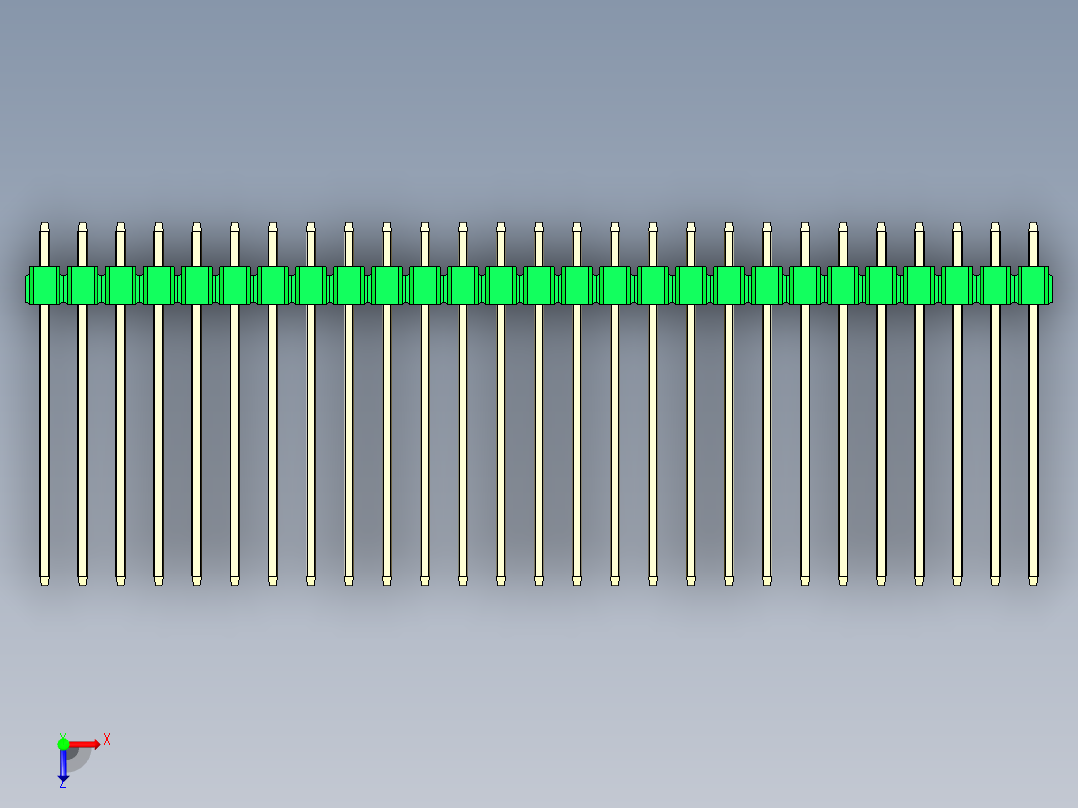 彩色公头100mil（2.54mm）系列-DS1021_green_2x27p_100mil_Type19_rev1.0俯视图