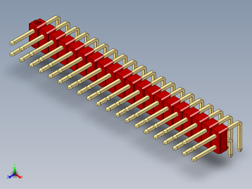 彩色公排针 100mil 2.54mm 系列-DS1022_red_2x20p_100mil_TypeD_rev1.0
