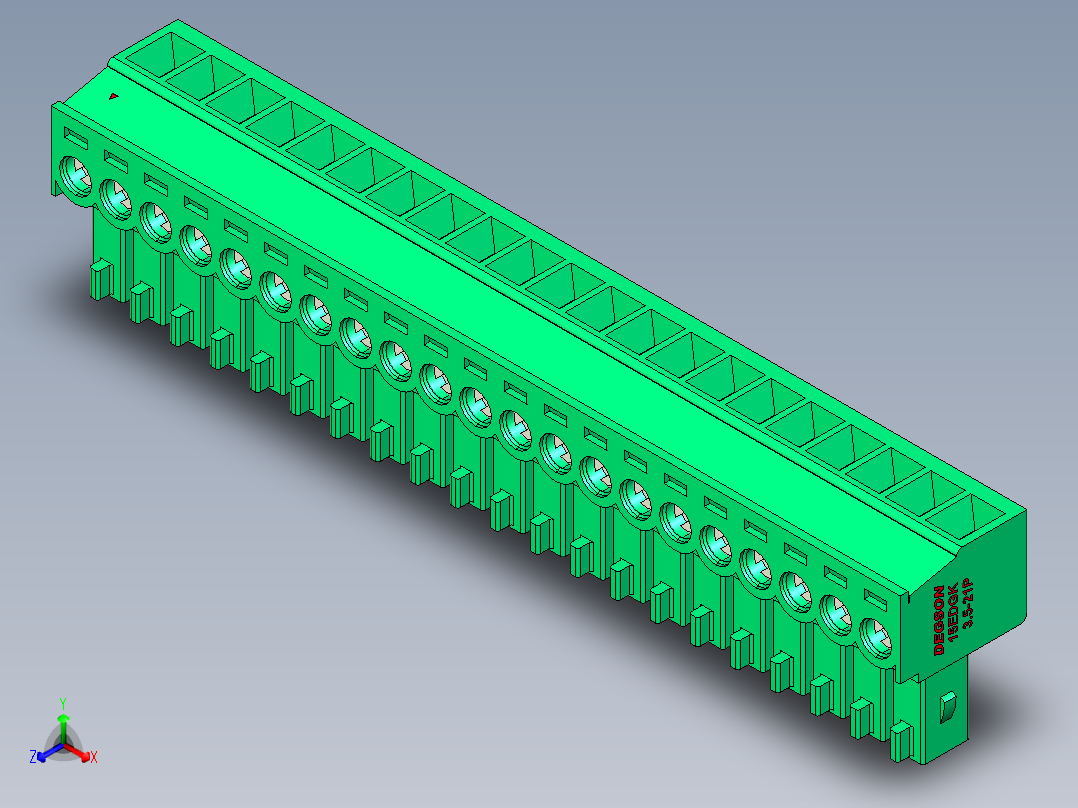DEGSON 15EDG 系列 3.5mm 插拔式接线端子 FullPack-15EDGK-3.5-21P-14-00AH主视图