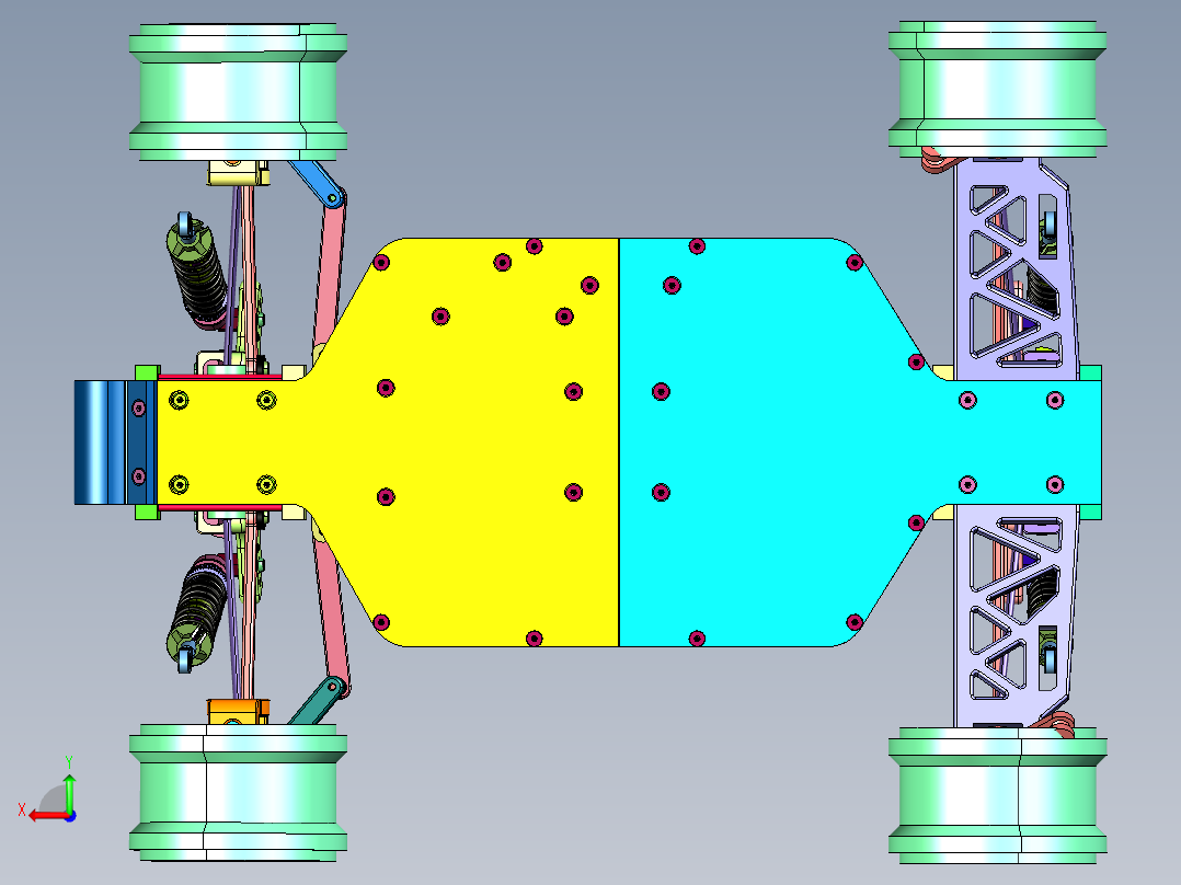 高速电动平跑车模四驱赛车后视图