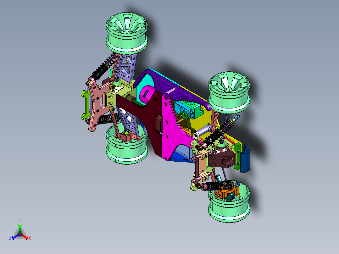 高速电动平跑车模四驱赛车正等轴测图