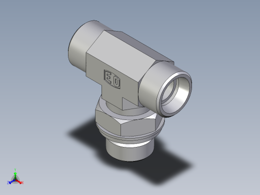 卡套式工业通用硬管接头EO_Adjustable_locknut_branch_tee_TEE15LROMDCF正等轴测缩略图