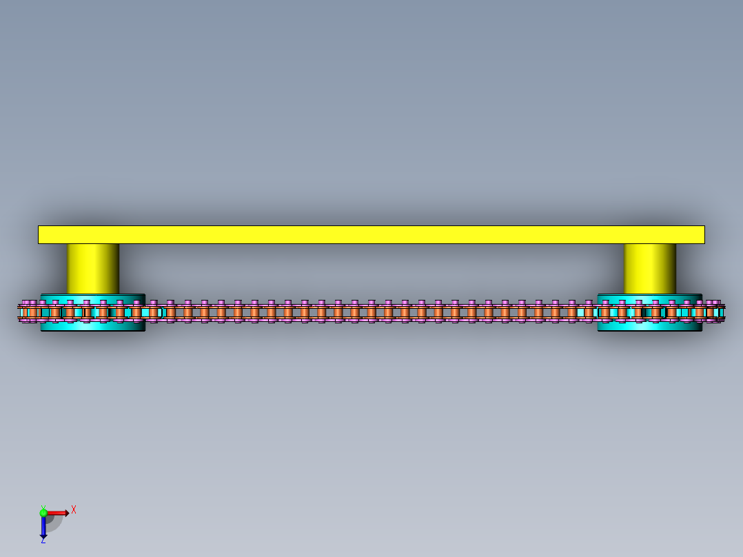 链轮链条装运动仿真俯视图