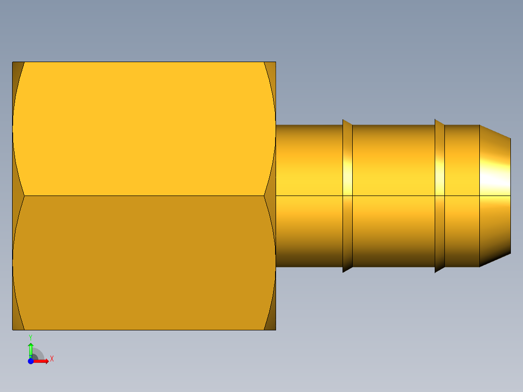 工业通用螺蚊管倒齿式工业硬管接头Female Connector 26-6-2前视图