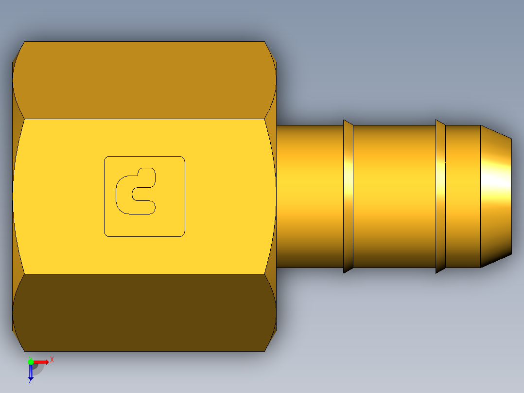 工业通用螺蚊管倒齿式工业硬管接头Female Connector 26-6-2俯视图