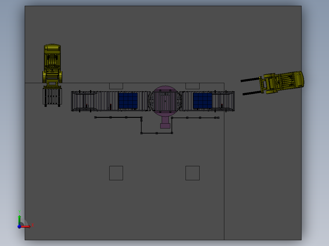 包装箱辊式传送转台前视图