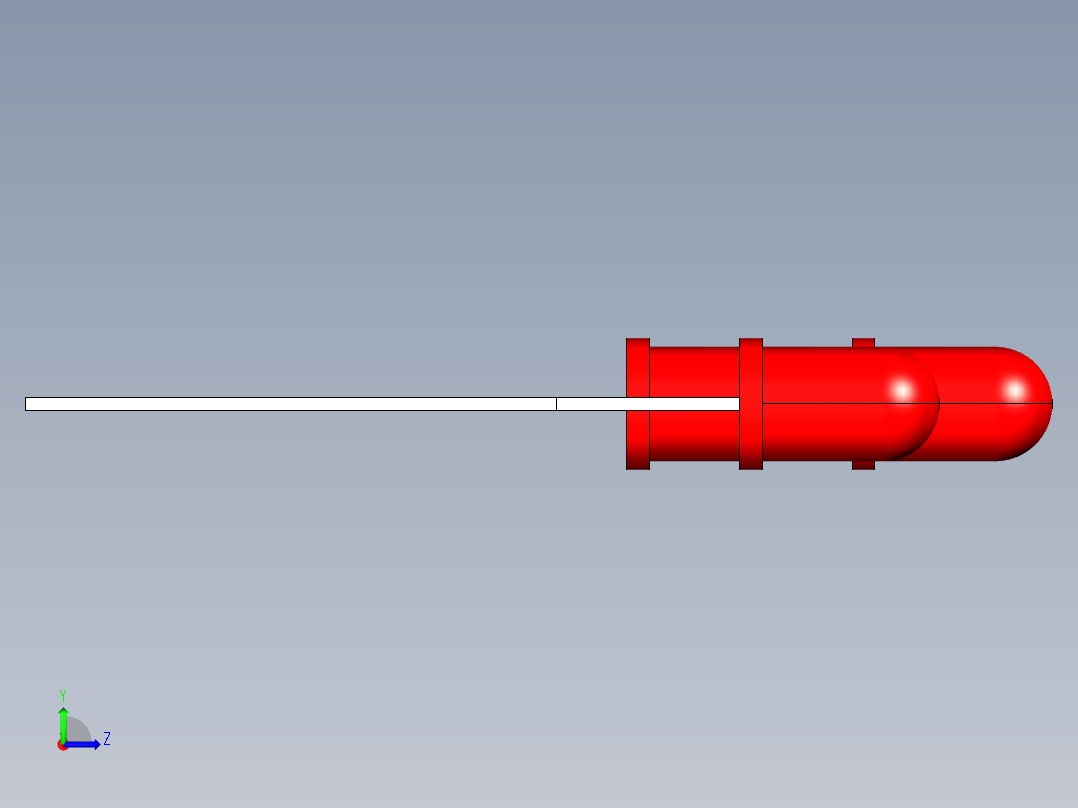 直径为5毫米、不同颜色和引脚长度的LED。间距2.54毫米左视图