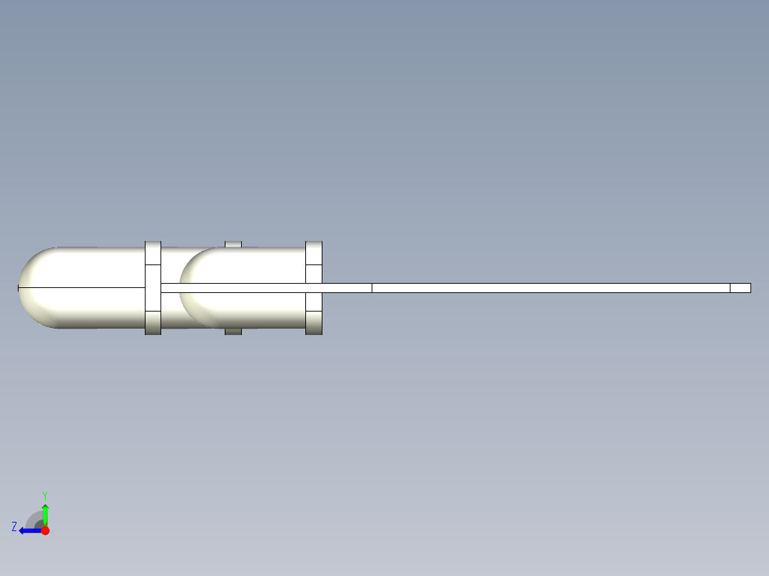 直径为5毫米、不同颜色和引脚长度的LED。间距2.54毫米右视图