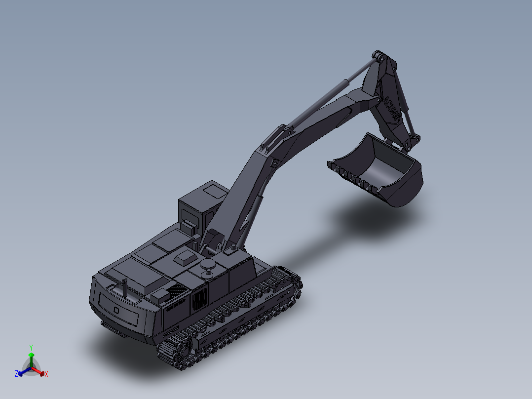 履带底盘挖掘机正等轴测图