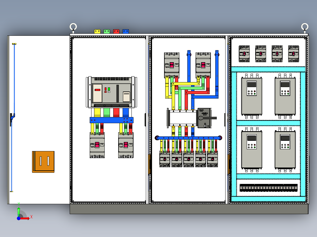 三柜组装万能断路器软启动控制柜 55235前视图