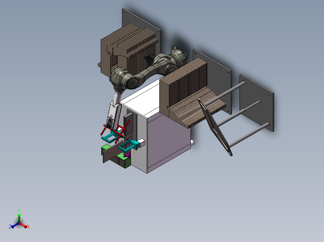 机器人木板拼接自动化方案正等轴测图