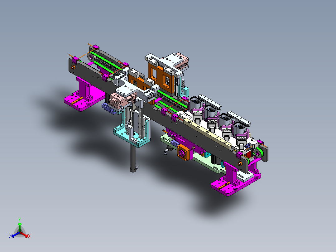 0.85米0.106米双带输送机构正等轴测图