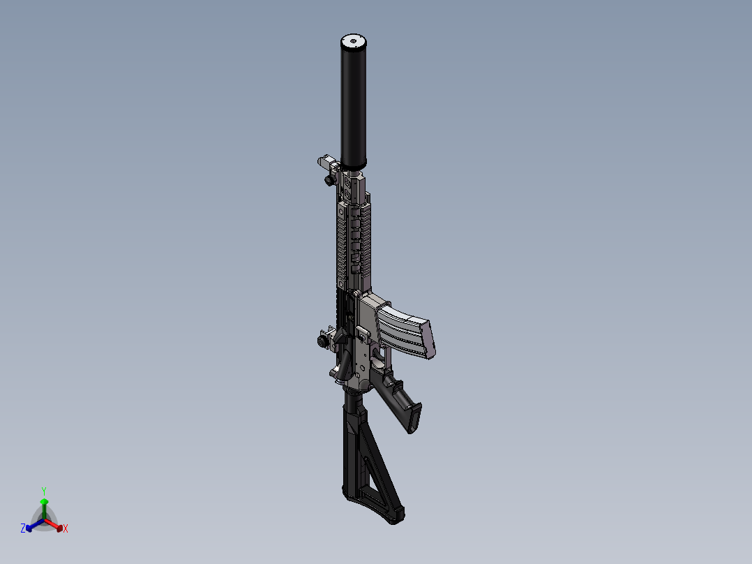 手枪左轮冲锋枪老式狙击步枪设计3D图纸sig516-1 2 STP SW UG X_T正等轴测图