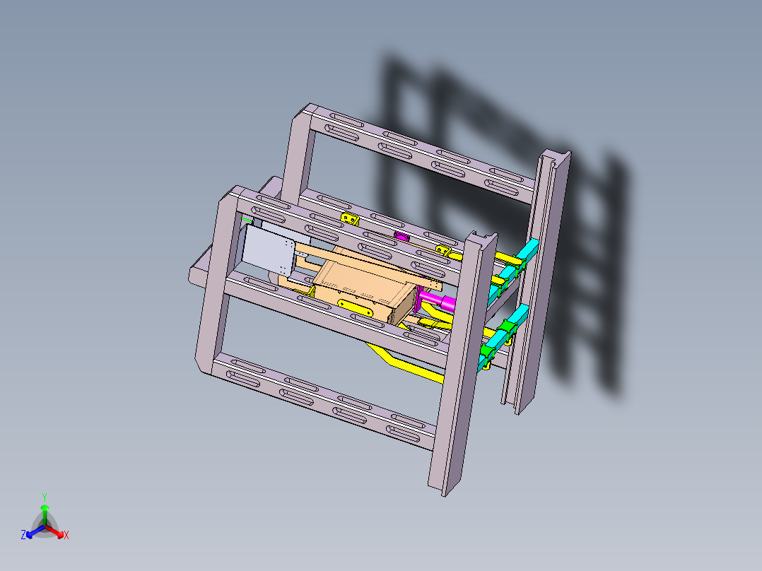 飞机复合材料翼盒装配型架柔性工装前视图