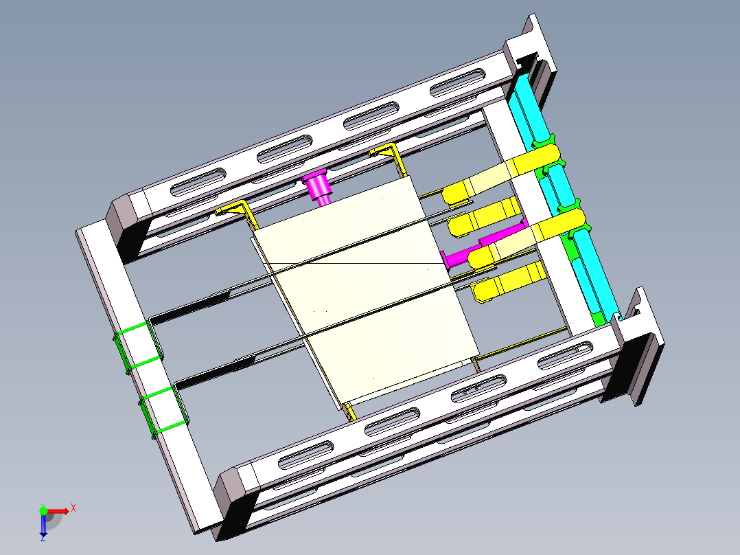 飞机复合材料翼盒装配型架柔性工装俯视图