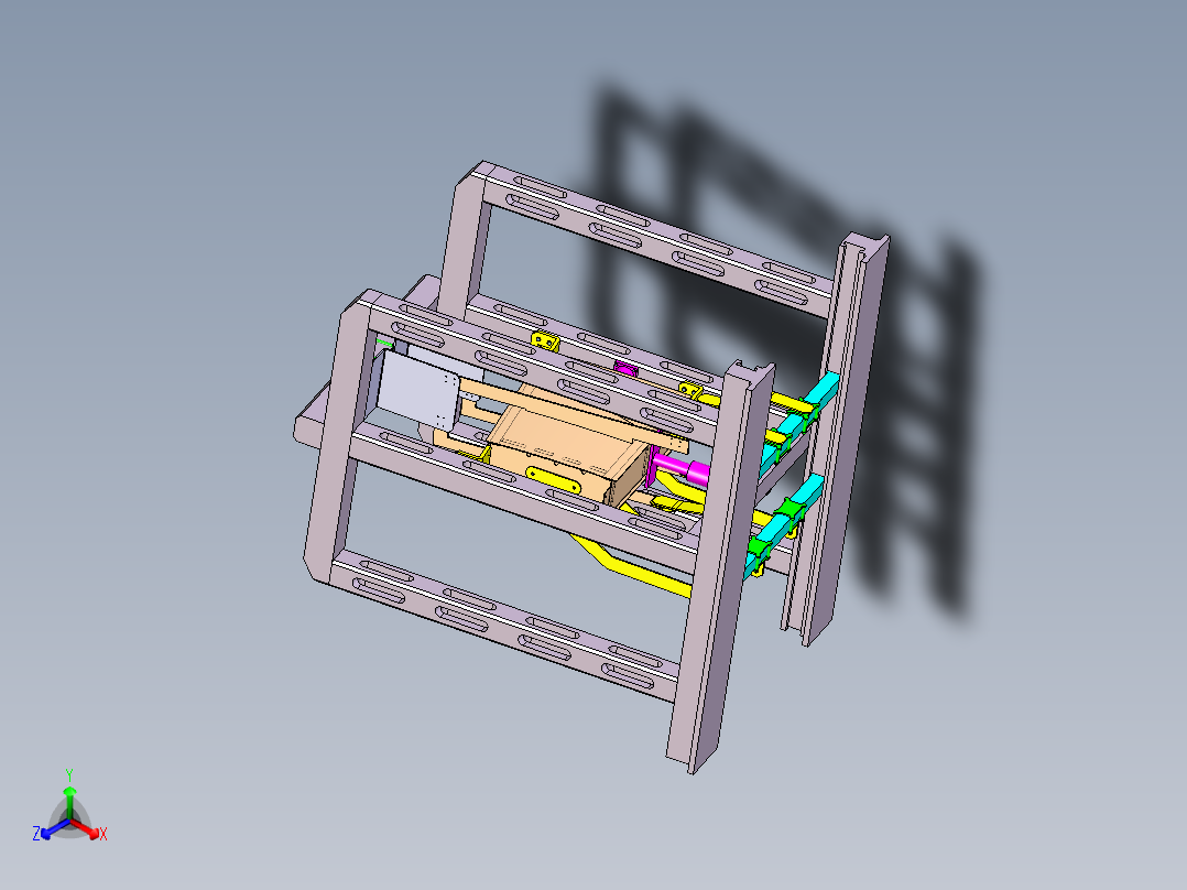 飞机复合材料翼盒装配型架柔性工装正等轴测图