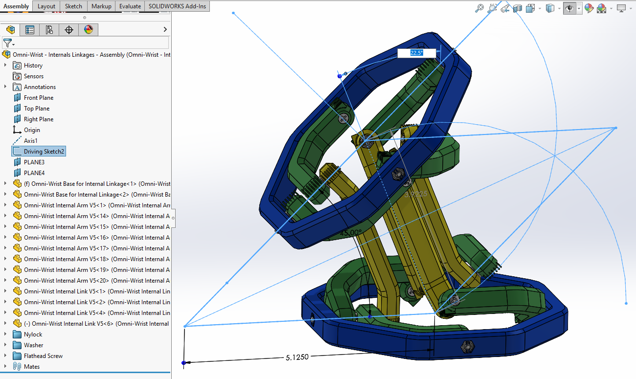 全向连杆结构腕关节III型3D图纸 Solidworks设计