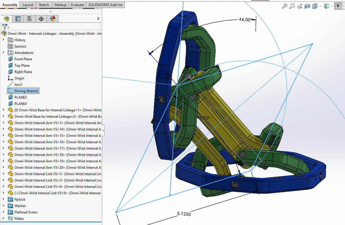 全向连杆结构腕关节III型3D图纸 Solidworks设计