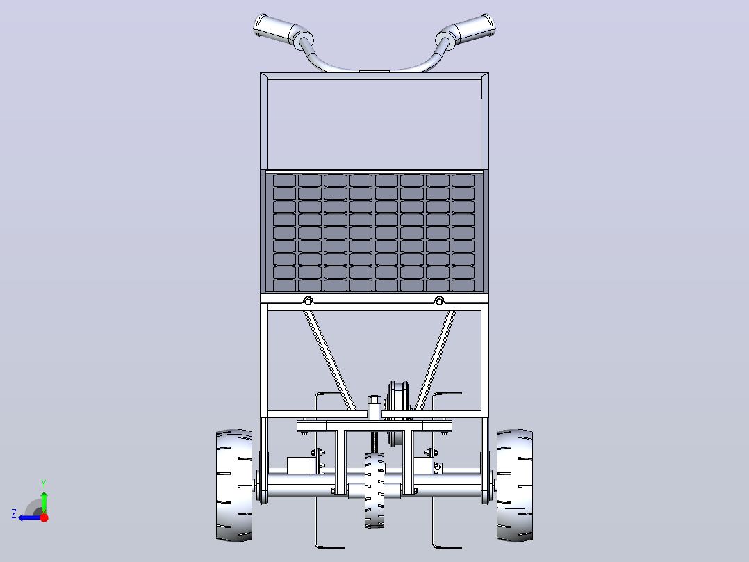 Solar+Powered+Tiller太阳能耕耘机3D数模图纸+STEP格式右视图