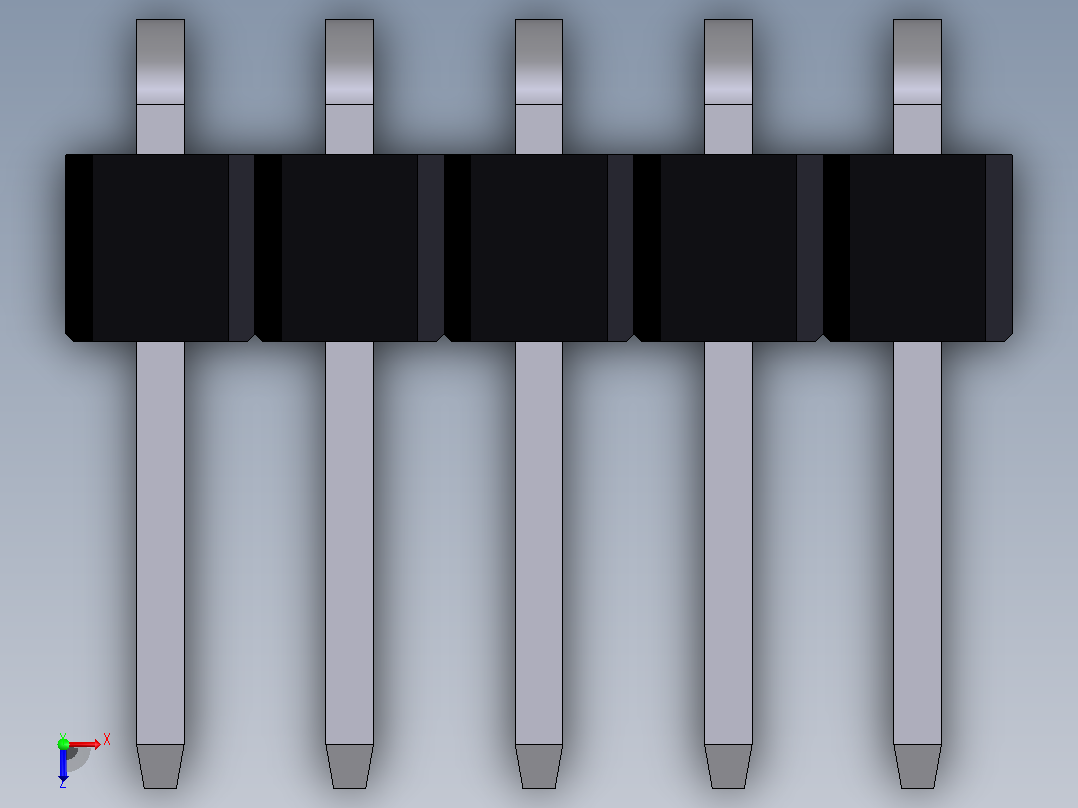 电子器件Header 2_54 Horizontal 5x俯视图