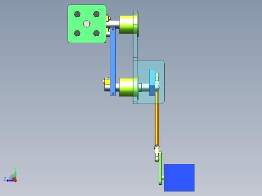四杆机构带动的往复取料、翻转、投料机构sw16可编辑右视缩略图