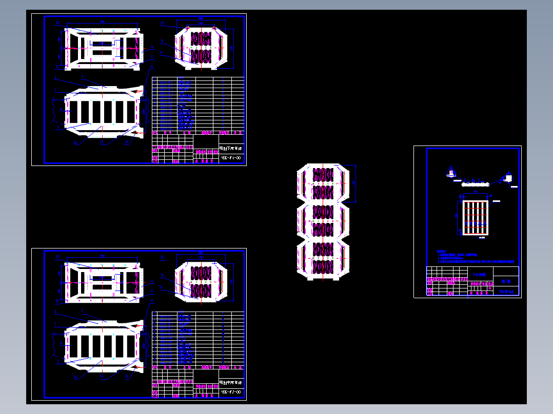 废气处理的活性炭吸附床组装图CAD图纸